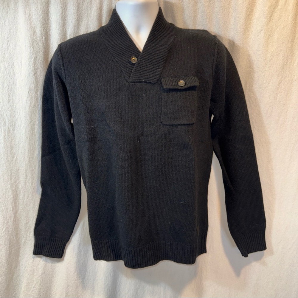 Gently Used Men’s Ben Sherman Lambswool Black Shawl Collar Sweater Small